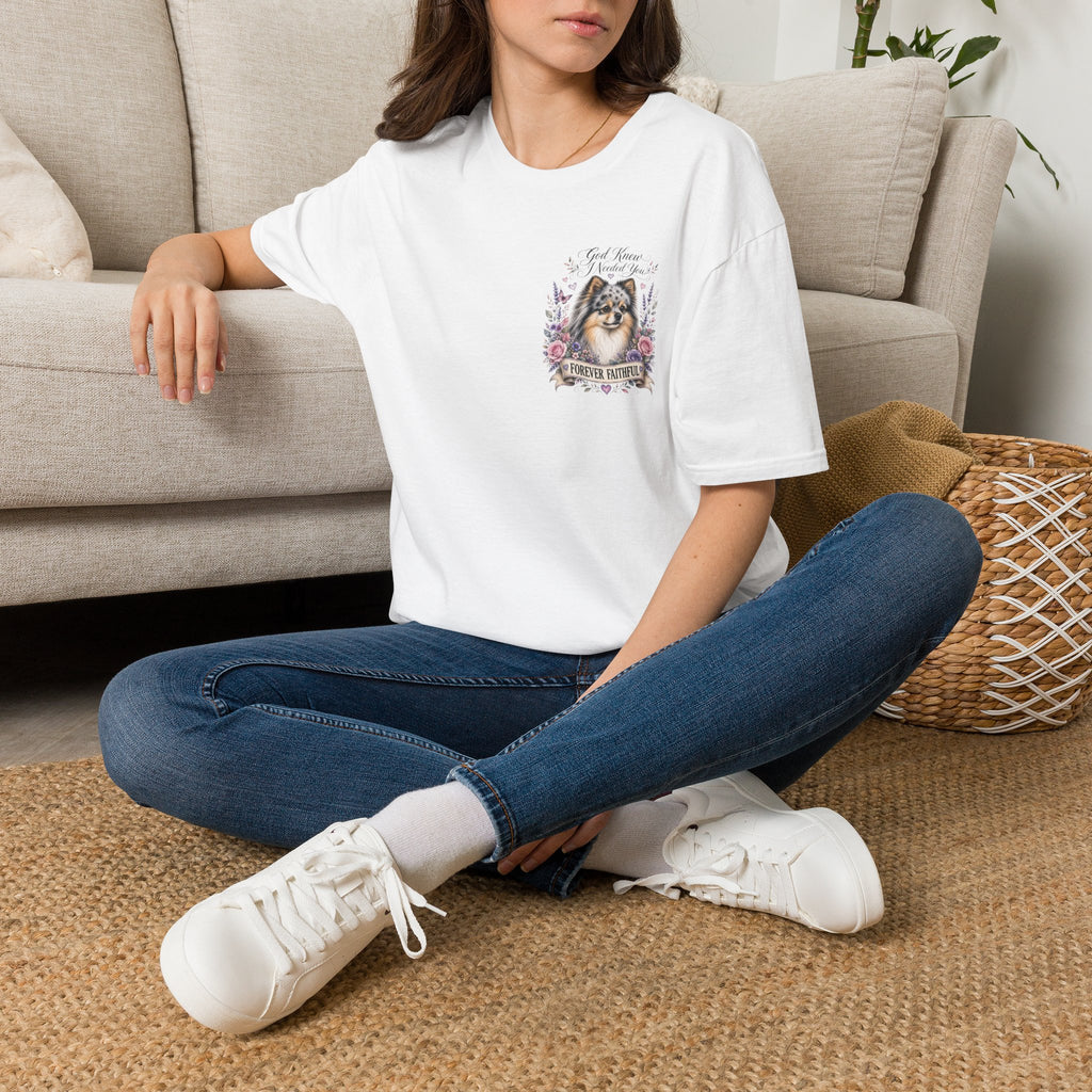 Sheltie Forever Faithful T‑Shirt — "God Knew I Needed You" Floral Dog Tee Pomeranian