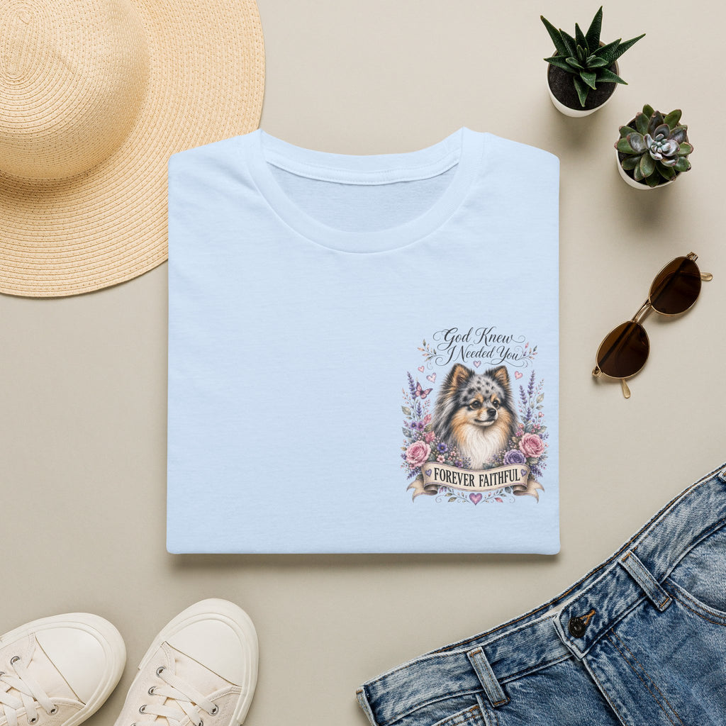 Sheltie Forever Faithful T‑Shirt — "God Knew I Needed You" Floral Dog Tee Pomeranian