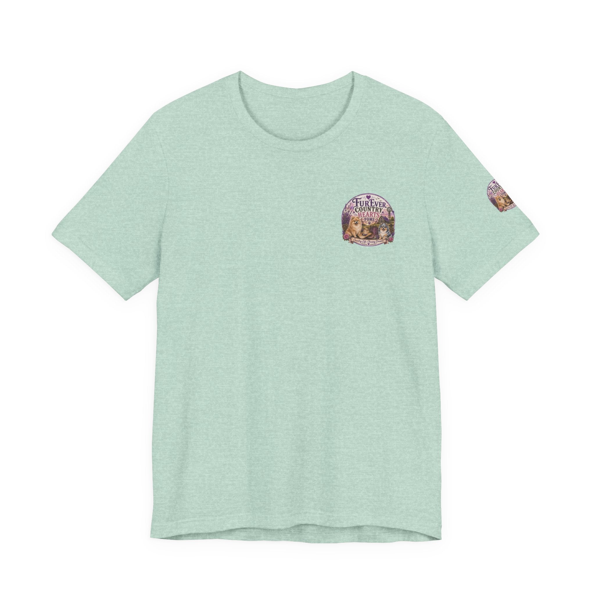 Furever Country Hearts Poms shirt | Pomeranian dog tee, paw print design