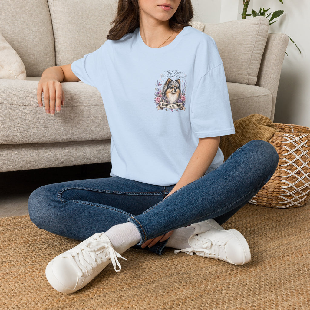 Sheltie Forever Faithful T‑Shirt — "God Knew I Needed You" Floral Dog Tee Pomeranian