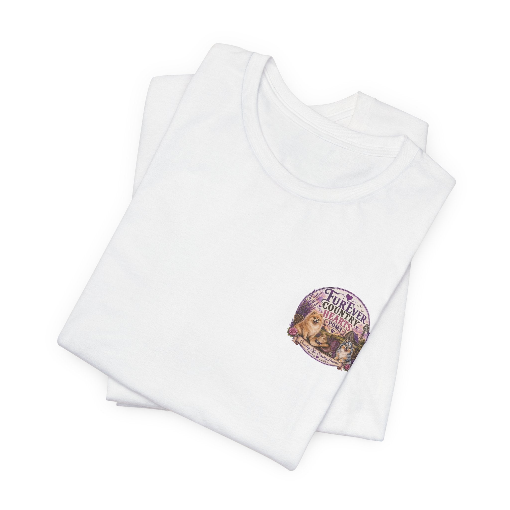 Furever Country Hearts Poms shirt | Pomeranian dog tee, paw print design