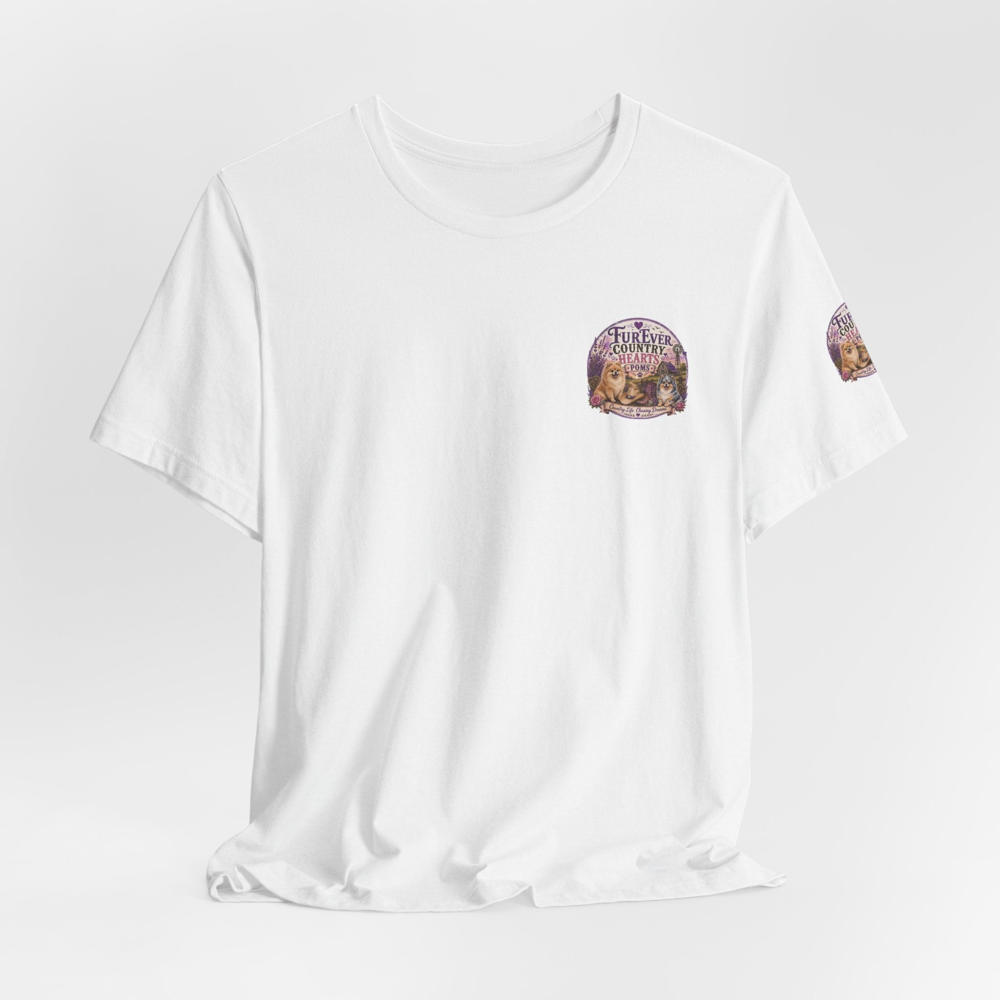 Furever Country Hearts Poms shirt | Pomeranian dog tee, paw print design