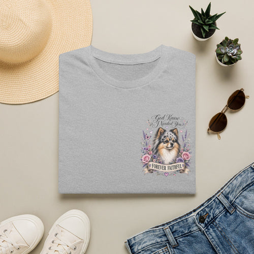 Sheltie Forever Faithful T‑Shirt — "God Knew I Needed You" Floral Dog Tee Pomeranian