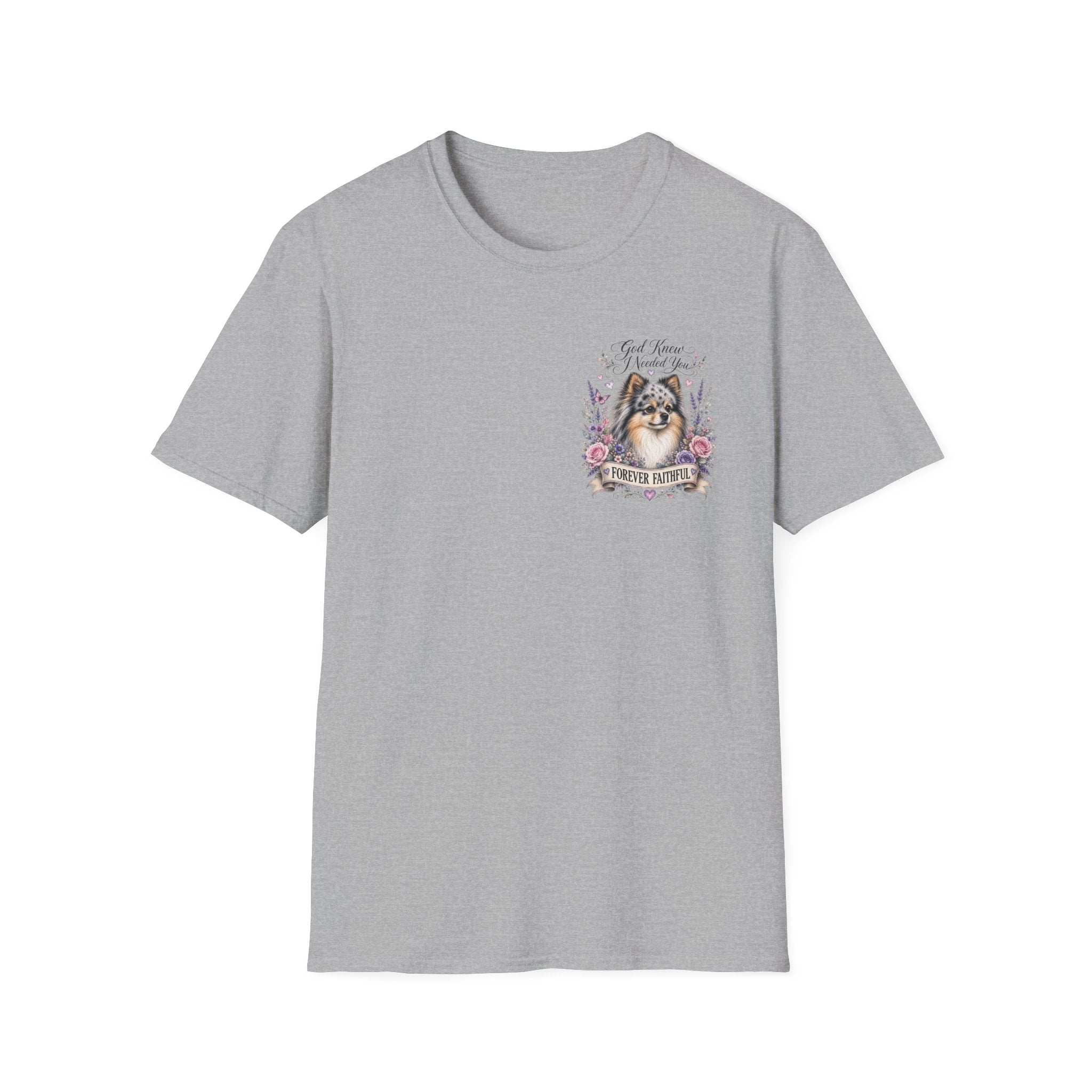 Sheltie Forever Faithful T‑Shirt — "God Knew I Needed You" Floral Dog Tee Pomeranian