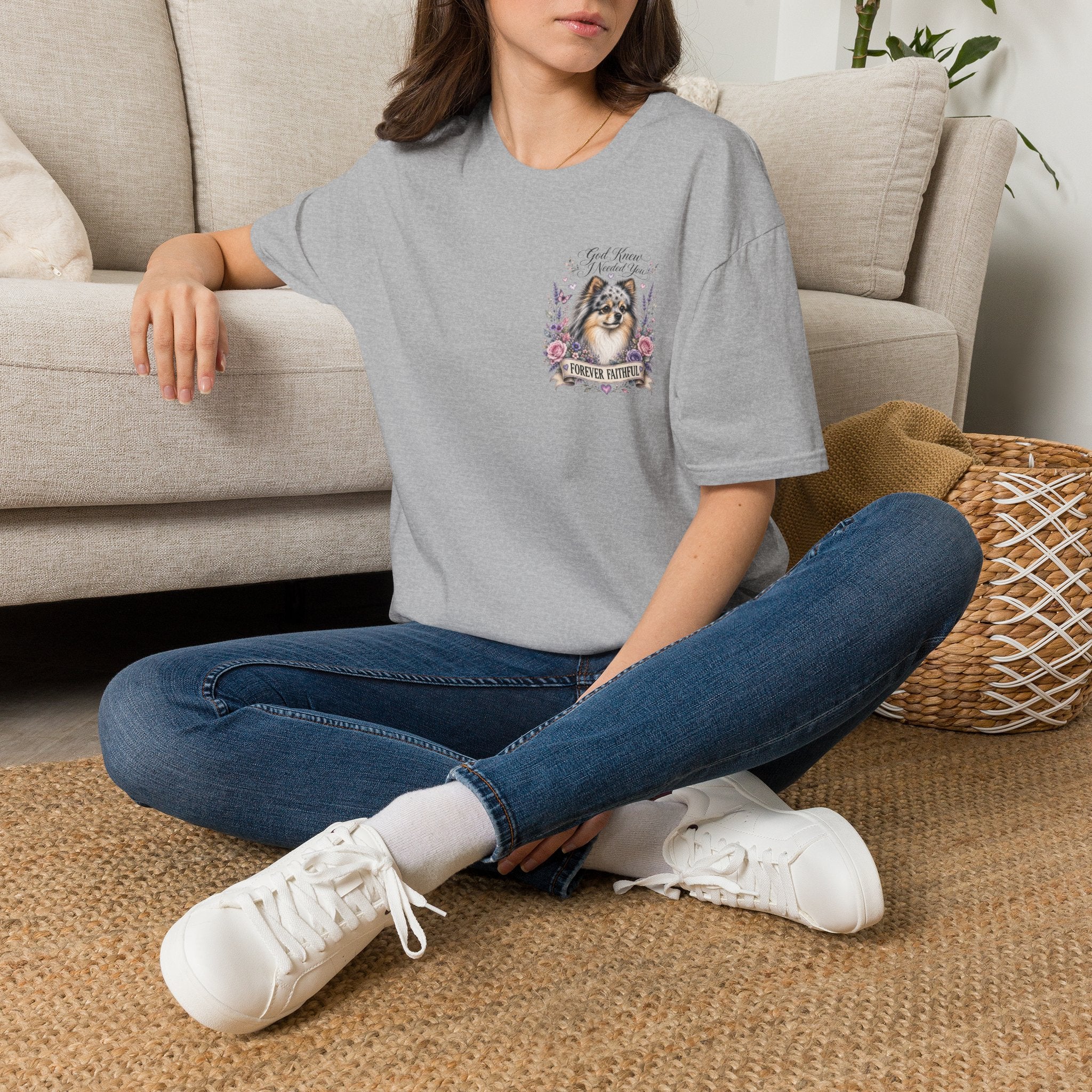 Sheltie Forever Faithful T‑Shirt — "God Knew I Needed You" Floral Dog Tee Pomeranian
